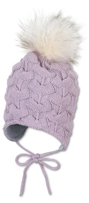 Zdjęcie produktu dla Sterntaler - Czapka dziewczęca, dzianina, z pomponem, kolor fioletowy, rozmiar 43