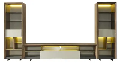 Produktbild von Wohnwand RTV Lowboard TV Ständer Sideboard Schrank 3tlg Holz Braun