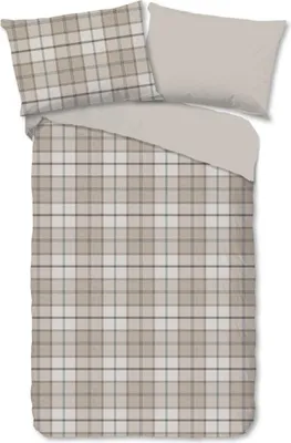 Obrázek produktu pro Dobrý den, sada povlečení "karetní vzor" – barva: béžová – (140x200 cm) – bavlna, flanel