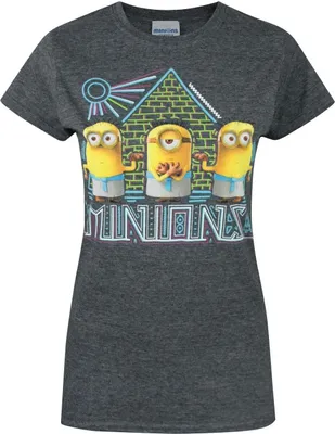 Produktbild von Minions Damen T-Shirt mit Pyramiden-Design NS4514 (L) (Anthrazit)