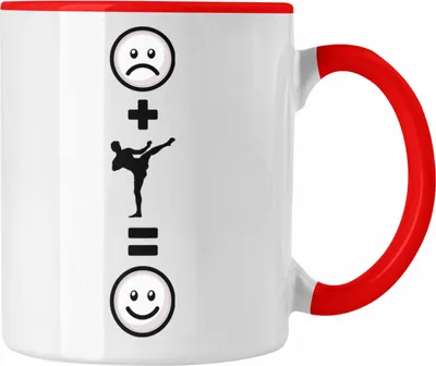 Produktbild von Trendation - Kickboxen Kampfsport Tasse Geschenk für Kickboxer Muay Thai  :( + Kickboxen = :) Lustige Geschenkidee Geburtstag (Rot)