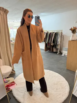 Produktbild von Mantel Cosy "Valentina" Camel, für Damen Mantel, Herbst & Winter Mantel Cosy oversize Winterjacke, Frauen Mäntel mit super weich, Langer Cosy Jacke