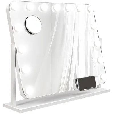 Productafbeelding van Make-up spiegel met LED-verlichting - 3 lichtstanden, dimbaar, USB-aansluiting, 62,5 x 49,5 cm