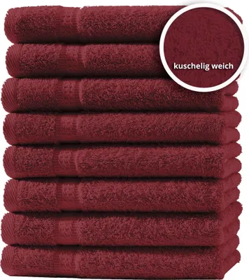Produktbild von 8er Set Gästetücher Handtücher Duschtücher Badetücher Frottee 100% Baumwolle, Farbe:Bordeaux, Größe:Handtücher 50x100 cm
