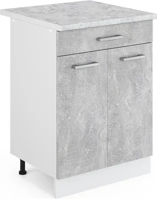 Produktbild von Vicco Küchenunterschrank R-Line, 60 cm mit Schublade, AP Marmor, Beton/Weiß