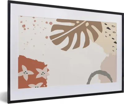 Produktbild von MuchoWow® Gerahmtes Poster Sommer - Monstera - Grau 60x40 cm - Poster mit Schwarzem Bilderrahmen Wandposter Rahmen Foto Bilder - Schlafzimmer - Plakat in Rahmen - Drucken
