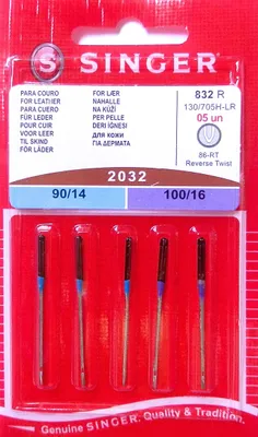 Nähmaschinennadeln 2032, 5 Stück, für Leder, 90/14 & 100/16