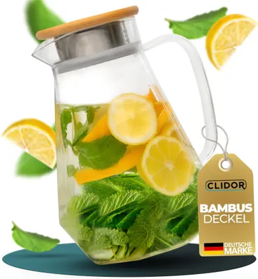 Immagine prodotto di Elzusha - Caraffa d'acqua in vetro da 1,5 litri con beccuccio antigoccia
