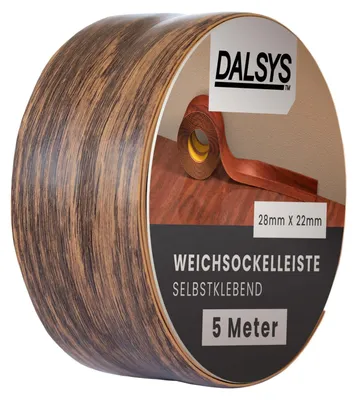 Produktbild von Dalsys Weichsockelleiste selbstklebend Kastanie 5m Klebeleiste, Abschlussleiste für Fugen in Wohnbereich, Küche, Bad, aus PVC Kunststoff