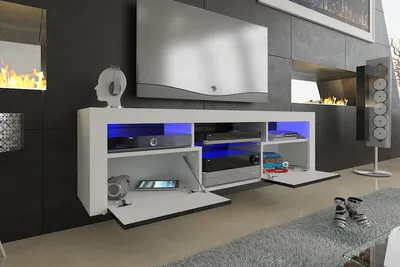 Produktbild von TV LOWBOARD 160cm SCHRANK TISCH BOARD HOCHGLANZ weiß