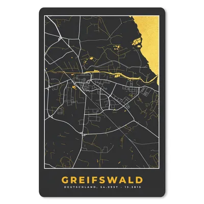 Produktbild von MuchoWow® Mauspad Mousepad Schwarz und Gold - Stadtplan - Greifswald - Deutschland - Karte 40x60 cm - Mousepads - Maus Mat - Pad - Mausunterlage - Schreibtisch Accesoire