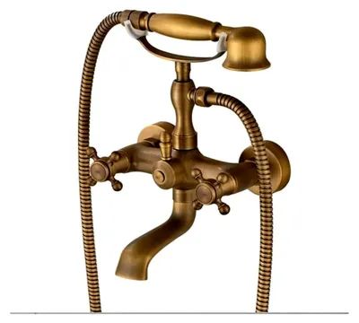 Produktbild von Wasserhahn Zweigriff Küchen Waschbecken Mischer Hähne Messing Auslauf Dual Hebel mit 3/8 Zoll Standard Stecker, Retro Wasserhahn Bad Waschtisch Armatur Doppelhebel Faucet für Küche Bad Waschtisch