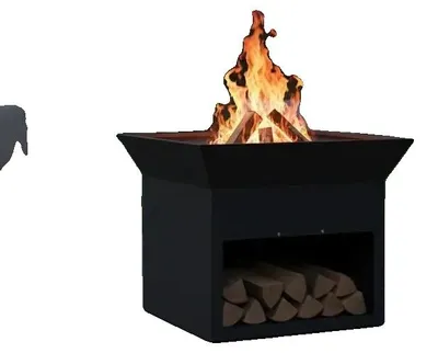 Obrázek produktu pro Venkovní ohniště, robustní ocelová konstrukce, přenosný design, barva černá