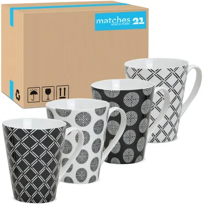 Produktbild von Kaffeetassen 48er Set Retro Muster geflochten gestreift
