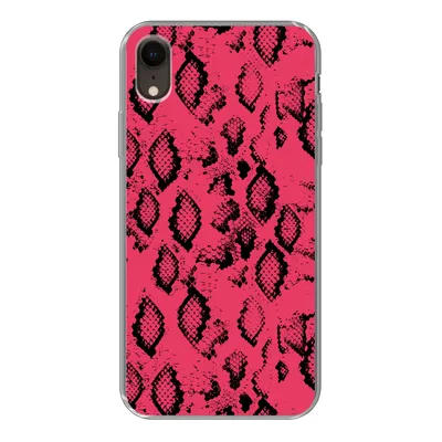 Produktbild von MuchoWow® Handyhülle Schutzhülle Hülle für iPhone XR Tiermuster - Schlangenhaut - Rosa Silikon Softcase Handy Hülle - Schutzdeckel