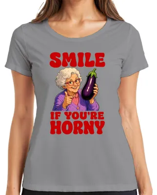 Produktbild von Smile If You're Horny Oma Aubergine Witzig Statement Sarkasmus Damen T-Shirt, Grau, XL