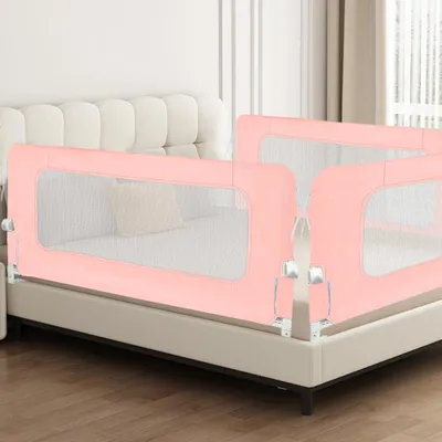 Produktbild von 2x Klappbar Bettgitter Rausfallschutz,200cm Bettschutzgitter,Kinderbettgitter,Rausfallschutz Boxspringbett für Baby & Kleinkinder (Kein Lochen nötig)