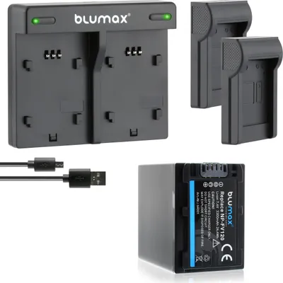 Produktbild von 1x Akku + Lader für Sony NP-FV120 NP-FV100 DCR-SX63 SX85 HDR-CX900 3300 mA