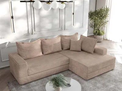 Produktbild von Ecksofa Couchgarnitur Sofa OSKAR in Stoff Tilia Hellbraun Ottomane Rechts