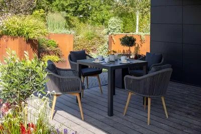 Produktbild von Gartenmöbel Set Solana & Tarifa 5-tlg. Alu Rope Sessel & Keramik Tisch 90x90
