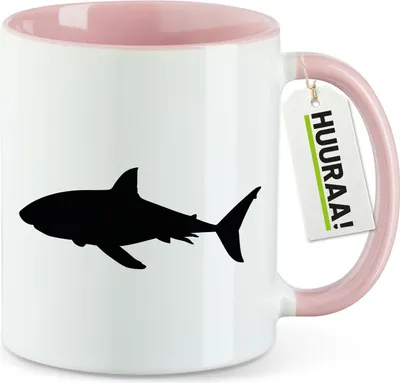 Produktbild von Huuraa Kaffeetasse Hai Silhouette 330ml Rosa Keramik Kaffeebecher Geschenkidee