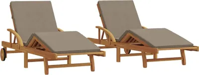 Obrázok produktu pre Ležadlo vidaXL, 2 ks, farba taupe, 200 x 67 x 84 cm, masívne akáciové drevo