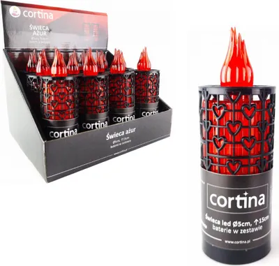 Image de bougie lumineuse LED noire avec piles 15 x 5 cm lumière rouge 5/23/SLC
