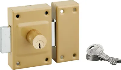 Obrázok produktu pre Zámok na dvere Etendard s dvojitou vložkou, 40 mm, oceľ, 3 kľúče, bronzový epoxid - THIRARD