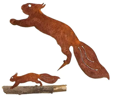 Image de Décoration de jardin, écureuil, aspect rouille, résistant aux intempéries, 32x9 cm