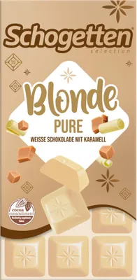 Schogetten Blonde Pure Weiße Schokolade mit Karamell Packung 100g