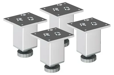 Produktbild von 4er Set sossai Höhenverstellbare Aluminium Möbelfüße 100mm in eloxiertem Design Schrankfüße Sockelfüße