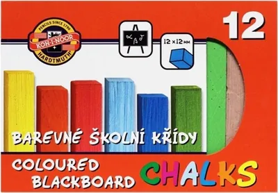 Image de Craie scolaire carrée colorée – jeu de 12 couleurs – Koh-I-Noor