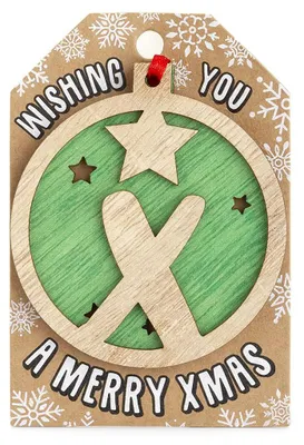 Weihnachtsbaum-Anhänger aus Holz, Buchstabe X, grün, 1 Stück