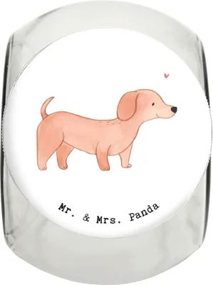 Produktbild von Mr. & Mrs. Panda Dose Dackel Kurzhaardackel Moment XL 2000ml - Weiß - Geschenk, Teckel, Vorratsbehälter, schraubglas, Keksdose, glasbehälter, Bonbonglas, Dachshund