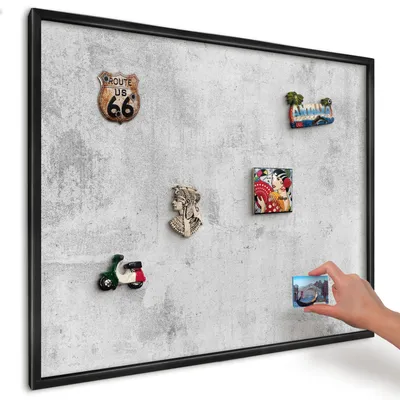 Produktbild von Magnettafel 80x60 cm mit schwarzem Rahmen - Magnetische Metalltafel, Magnetpinnwand zur Wandmontage für Wohnzimmer, Küche, Flur, Kinderzimmer und Büro - Rohbeton