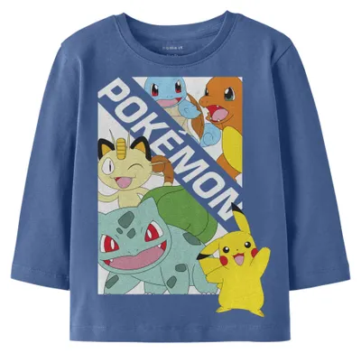 Zdjęcie produktu dla NAME IT, chłopięca koszulka Nmmjuice, wzór Pokemon, rozmiar L, kolekcja Noos, kolor: niebieski (Sky), wzrost: 92 cm