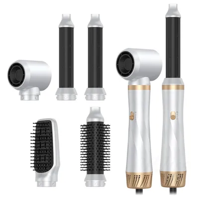 Produktbild von Warmluftbürste 5 in 1, 1000 W, Hairstyler mit 3 Temperaturstufen, automatischem Lockenstab und Glättbürste, Glätten, Locken und Blowout Styling