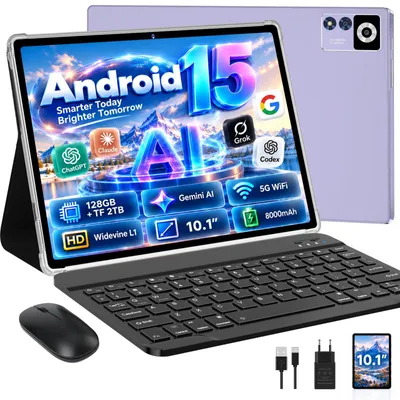 Produktbild von Android 15 Tablet mit Tastatur und Maus Gemini AI Tablet Z168 Purple