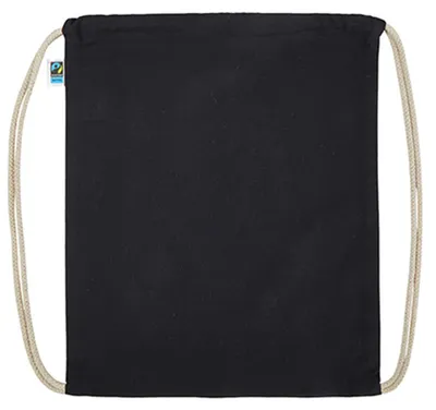 Produktbild von Printwear - Turnbeutel, Baumwolle, Fairtrade LT4714 (38 cm x 46 cm) (Schwarz)
