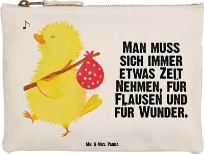 Produktbild von Mr. & Mrs. Panda kosmetiktäschchen Küken Wander Größe M - Weiß - Geschenk, Mäppchen, Backpacker, Kosmetiktasche, Frohe Ostern, Zeit, Kulturbeutel, Pouch, Kulturtasche