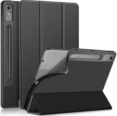 Produktbild von Mobigear Dreifach-Faltetui aus Gel für Tablets, Hülle für Lenovo Tab P12, TPU, Klapphülle aus Kunstleder - Schwarz