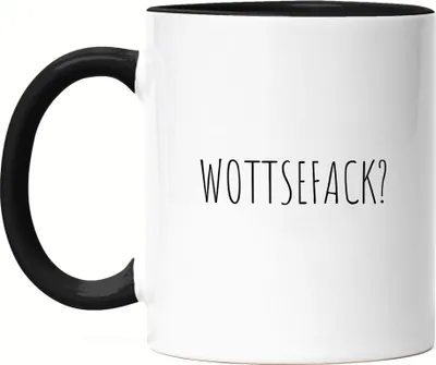 Produktbild von Wottsefack WTF Tasse Schwarz Geschenk Humor Büro Mitarbeiter Chef Kollegen