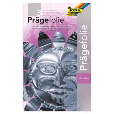 Produktbild von folia Prägefolienmappe, 185 x 290 mm, 3 Blatt, silber