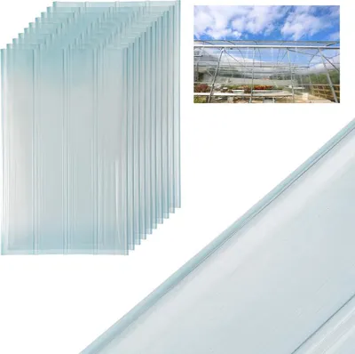 Immagine prodotto di Lastre ondulate Bettizia, lastre per luce diurna FRP, lastre ondulate trasparenti, lastre profilate ondulate trapezoidali, lastre per tetti resistenti al gelo/isolanti, lastre per serre spesse 2 mm, possibilità di taglio della lunghezza (0,9x1,6 m, 10 pz)