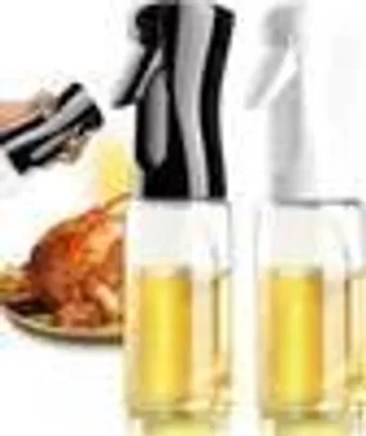 Produktbild von Ölsprüher, Glas, Weiß Schwarz, 2er Set, 220ml, 22x6cm (HxB), für Speiseöl & Airfryer, weite Öffnung, auslaufsicher, tropffrei