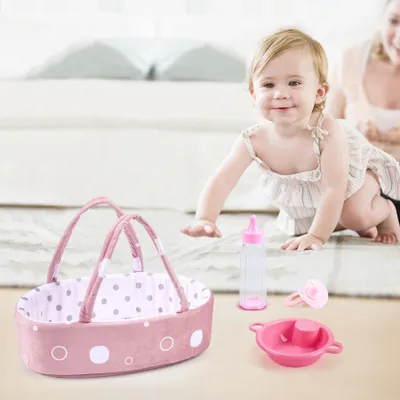 Imagen del producto de Juego de accesorios para muñecas bebé, de 8 piezas, para muñecas de hasta 30 cm, que incluye una cuna
