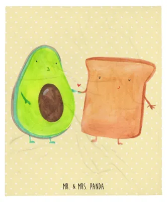 Produktbild von Mr. & Mrs. Panda Bettdecke Avocado Toast - Gelb Pastell - Geschenk, Wohndecke, Tagesdecke, Kuschelige Decke, Hochzeit, Gesund, Liebe, Bettüberwurf, Couchdecke, Freundin