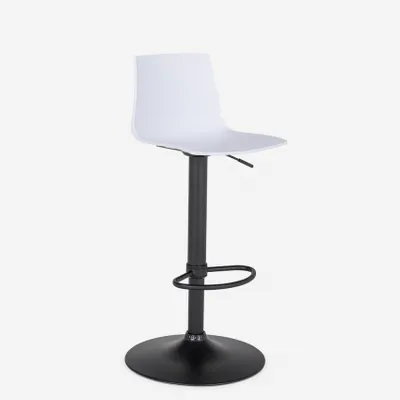 Image de Tabouret de bar de cuisine design avec pied réglable noir mat Grand Soleil Imola Matt - Blanc