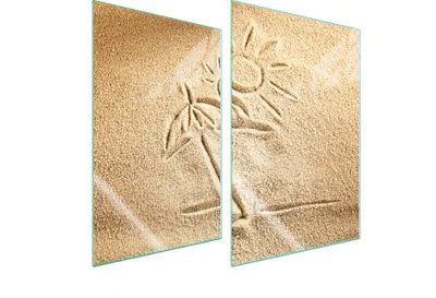 Immagine prodotto di Piastre copri fornelli 2 pezzi 35x52 Copri piano cottura in Vetroceramica tagliere in vetro spiaggia beige