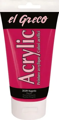 Produktbild von KREUL 28509 - El Greco Acrylic, 150 ml Tube in magenta, hochpigmentierte, glänzende Acrylfarbe in Studienqualität, buttrig vermalbar, für pastose Malerei